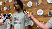 Indiana Pacers guard Tristen Newton speaks with the media on July 6, 2024. (Mandatory Photo Credit: Pacers on SI)