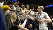 Rytis Petraitis greets Cal's fans after Saturday's victory