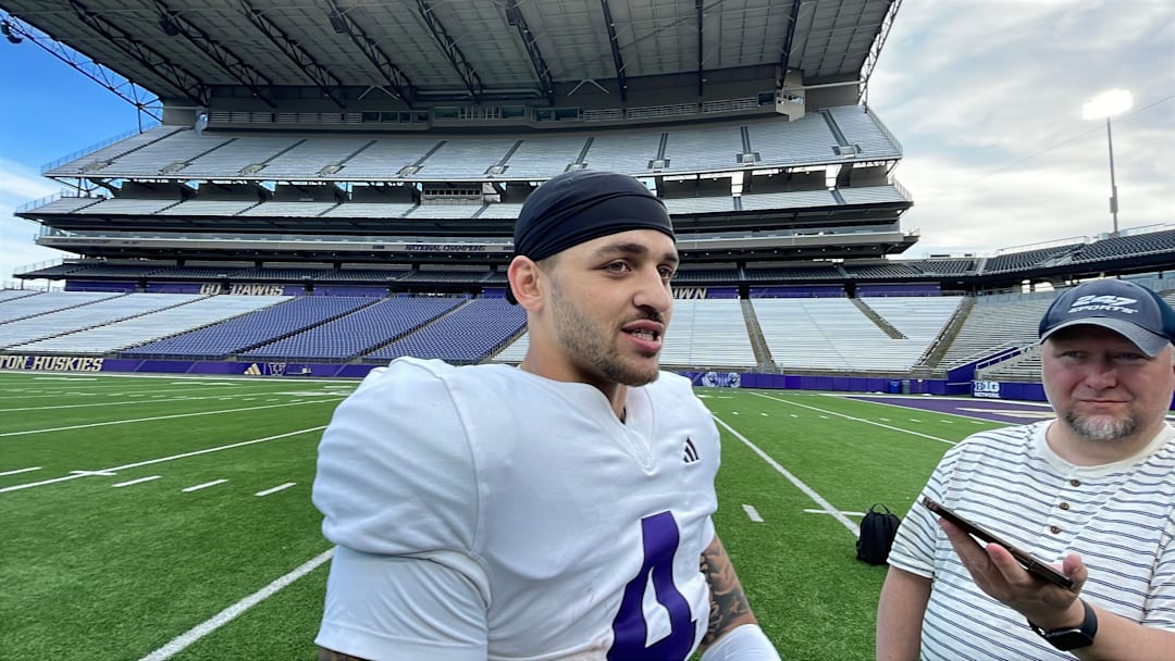 CJ Christian met with media members following a 2025 spring practice.