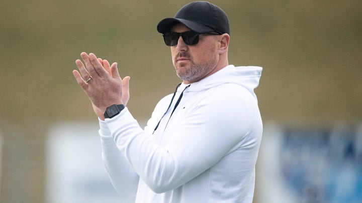 Jason Witten, an Elizabethton alum and former Tennessee Volunteer and Dallas Cowboy, watches from the sidelines during the TSSAA Class 4A BlueCross Bowl football game between Tullahoma and Elizabethton held at Finley Stadium in Chattanooga, Tenn., on Saturday, Dec. 4, 2021.