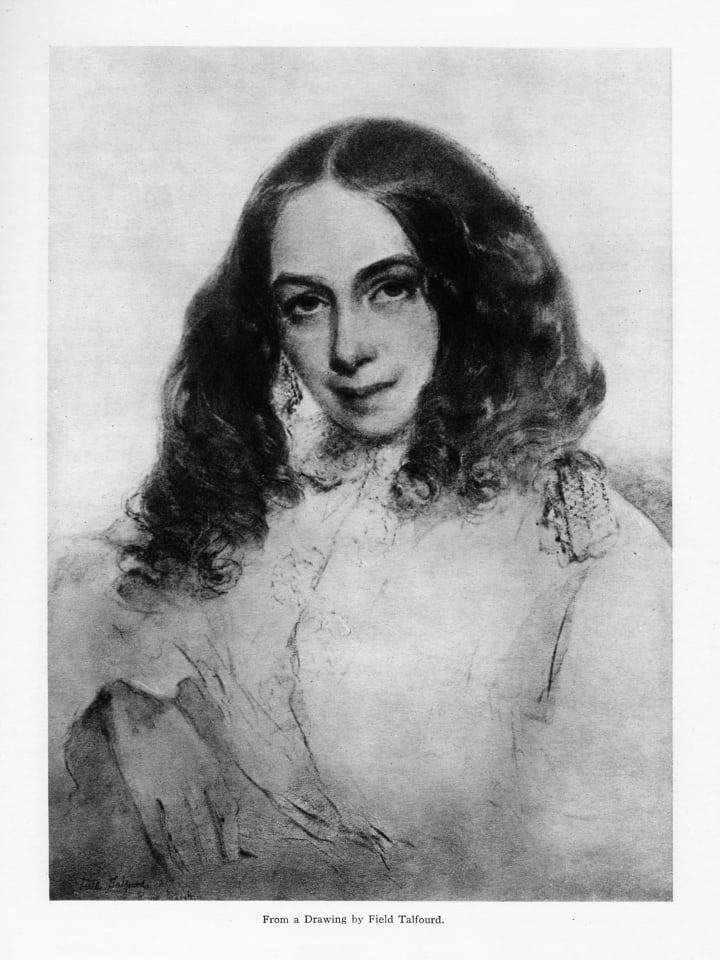 Portrait of English poet Elizabeth Barrett Browning, circa 1859.