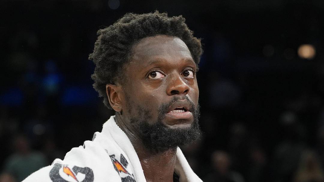 Mar 25, 2026; Minneapolis, Minnesota, USA; Minnesota Timberwolves forward Julius Randle (30) talks with a reporter after the game with the Houston Rockets at Target Center. Mandatory Credit: Bruce Kluckhohn-Imagn Images