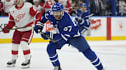 Nov 8, 2024; Toronto, Ontario, CAN; Toronto Maple Leafs forward Max Pacioretty (67) skates against the Detroit Red Wings during the third period at Scotiabank Arena. Mandatory Credit: John E. Sokolowski-Imagn Images