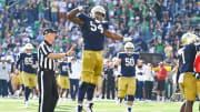 Oct 22, 2022; South Bend, Indiana, USA; Notre Dame Fighting Irish offensive lineman Blake Fisher