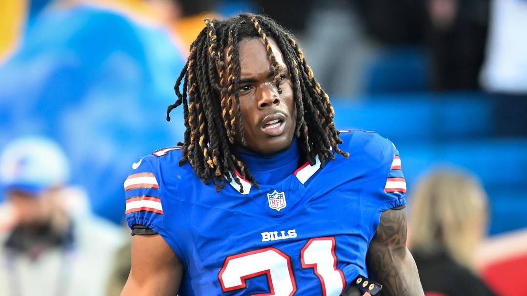 Nov 2, 2025; Orchard Park, New York, USA; Buffalo Bills cornerback Maxwell Hairston (31) warms up before a game against the Kansas City Chiefs at Highmark Stadium. Mandatory Credit: Mark Konezny-Imagn Images