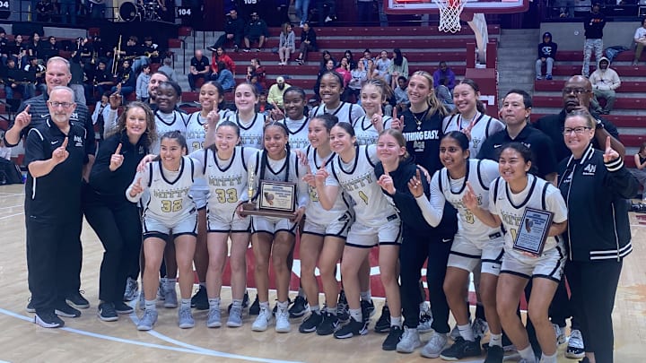 Mitty girls basketball team poses after winning a CCS Open Division title game for the ninth time in 10 years Mitty girls basketball team poses after winning a CCS Open Division title game for the ninth time in 10 years