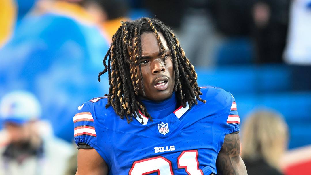 Nov 2, 2025; Orchard Park, New York, USA; Buffalo Bills cornerback Maxwell Hairston (31) warms up before a game against the Kansas City Chiefs at Highmark Stadium. Mandatory Credit: Mark Konezny-Imagn Images