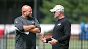 Daboll (left) spent four seasons as the Bills‘s offensive coordinator under McDermott (right). 