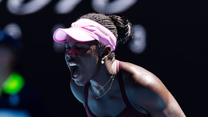 Victoria Mboko in action at the Australian Open