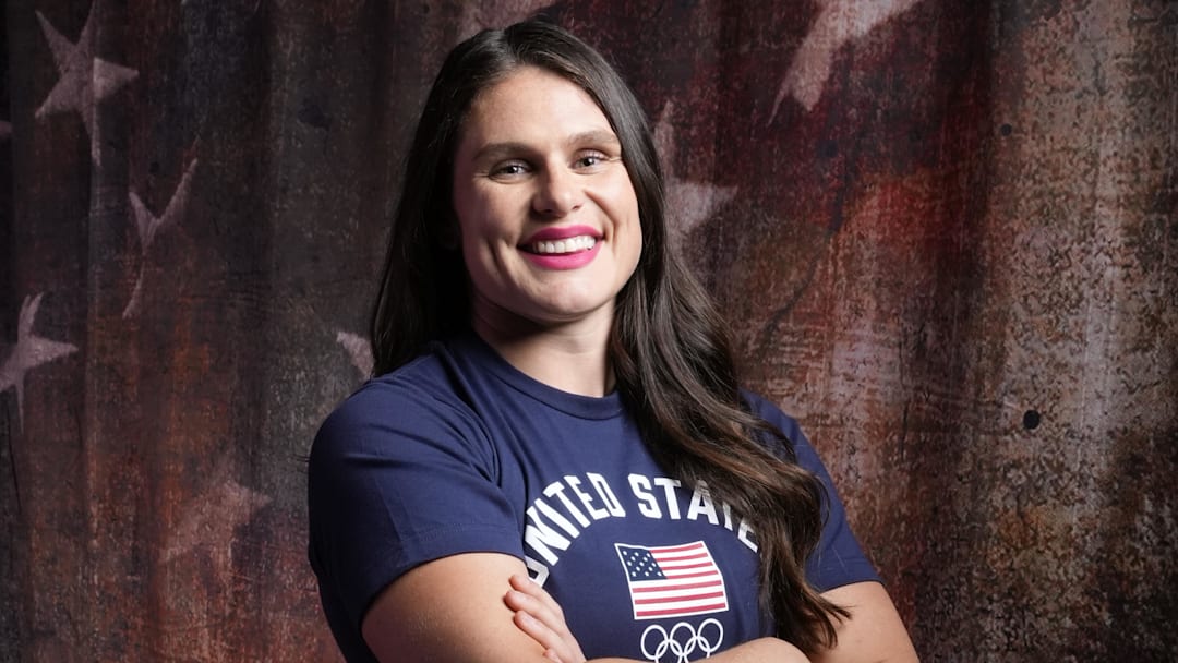 U.S. Olympic athlete Ilona Maher poses for a photo at the USOC Media Summit in preparation for the Paris 2024 Olympic Summer Games at Mariott Marquis.