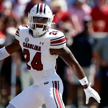 Oct 12, 2024; Tuscaloosa, Alabama, USA;  South Carolina Gamecocks defensive back Jalon Kilgore (24) during the second half at Bryant-Denny Stadium. Mandatory Credit: Butch Dill-Imagn Images