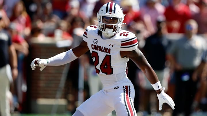 Oct 12, 2024; Tuscaloosa, Alabama, USA; South Carolina Gamecocks defensive back Jalon Kilgore (24) during the second half at Bryant-Denny Stadium. Mandatory Credit: Butch Dill-Imagn Images Oct 12, 2024; Tuscaloosa, Alabama, USA; South Carolina Gamecocks defensive back Jalon Kilgore (24) during the second half at Bryant-Denny Stadium. Mandatory Credit: Butch Dill-Imagn Images