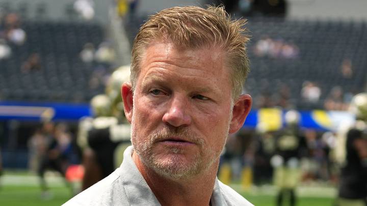 Los Angeles Rams general manager Les Snead reacts during the game. Mandatory Credit: Kirby Lee-Imagn Images