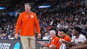 Clemson Tigers head coach Brad Brownell looks during the first half against the McNeese State Cowboys at Amica Mutual Pavilion. 