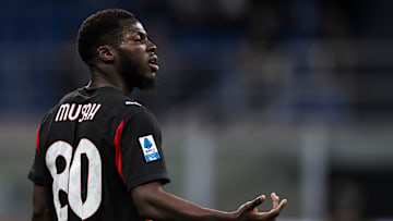 Yunus Musah of AC Milan gestures during the Serie A football...