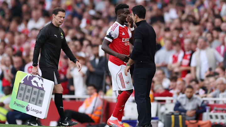 Bukayo Saka was substituted with an apparent hamstring problem.