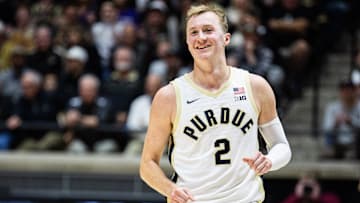 Purdue Boilermakers guard Fletcher Loyer (2) smiles after a made basket