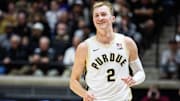 Purdue Boilermakers guard Fletcher Loyer (2) smiles after a made basket