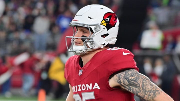 Jan 7, 2024; Glendale, Arizona, USA; Arizona Cardinals tight end Trey McBride (85) looks on prior to the game against the Seattle Seahawks at State Farm Stadium. Mandatory Credit: Matt Kartozian-USA TODAY Sports