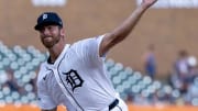 Jul 29, 2024; Detroit, Michigan, USA; Detroit Tigers relief pitcher Bryan Sammons (62) delivers in his MLB debut in the first inning against the Cleveland Guardians at Comerica Park. Mandatory Credit: David Reginek-USA TODAY Sports