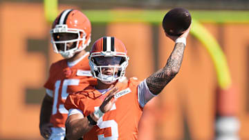 Cleveland Browns quarterback Dillon Gabriel. Mandatory Credit: Ken Blaze-Imagn Images