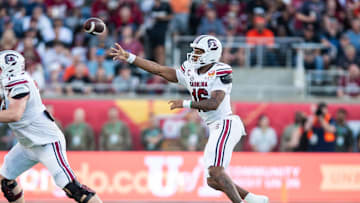 Dec 31, 2024; Orlando, FL, USA; South Carolina Gamecocks quarterback LaNorris Sellers (16) throws the ball against the Illinois Fighting Illini in the third quarter at Camping World Stadium. Mandatory Credit: Jeremy Reper-Imagn Images