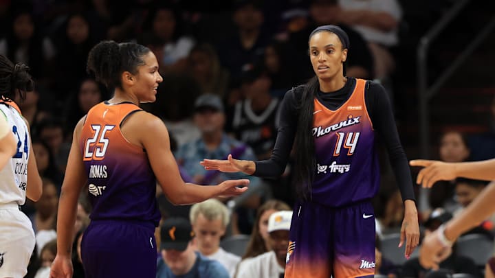 Phoenix Mercury forwards DeWanna Bonner (14) and Alyssa Thomas (14) against the Minnesota Lynx. Phoenix Mercury forwards DeWanna Bonner (14) and Alyssa Thomas (14) against the Minnesota Lynx.