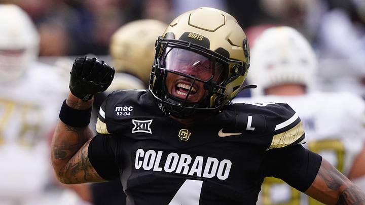 Aug 29, 2025; Boulder, Colorado, USA; Colorado Buffaloes cornerback Preston Hodge (4) reacts to a turnover in the first quarter against the Georgia Tech Yellow Jackets at Folsom Field. Mandatory Credit: Ron Chenoy-Imagn Images