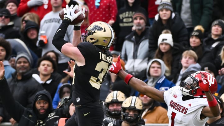 Purdue Boilermakers defensive back Dillon Thieneman (31) intercepts a pass 