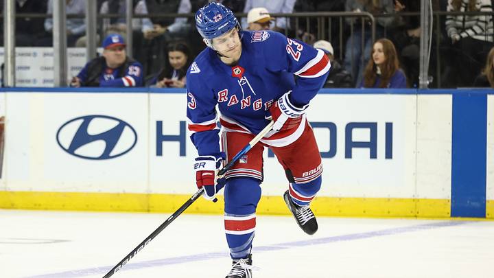 Mar 18, 2026; New York, New York, USA; New York Rangers defenseman Adam Fox (23) attempts a shot on goal in the third period against the New Jersey Devils at Madison Square Garden. Mandatory Credit: Wendell Cruz-Imagn Images Mar 18, 2026; New York, New York, USA; New York Rangers defenseman Adam Fox (23) attempts a shot on goal in the third period against the New Jersey Devils at Madison Square Garden. Mandatory Credit: Wendell Cruz-Imagn Images