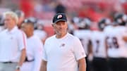 Utah Utes head coach Kyle Whittingham looks on before the game against the Southern Utah Thunderbirds at Rice-Eccles Stadium.