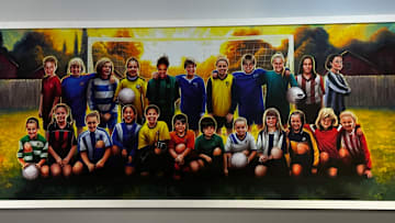 This mural at England's basecamp celebrates the journey of each Lioness