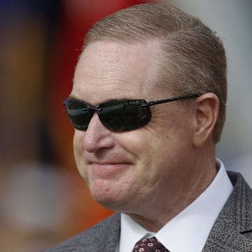 Nov 4, 2023; Pittsburgh, Pennsylvania, USA;  Florida State Seminoles Athletic Director Michael Alford in attendance as the Florida State Seminoles play the Pittsburgh Panthers at Acrisure Stadium. Mandatory Credit: Charles LeClaire-Imagn Images