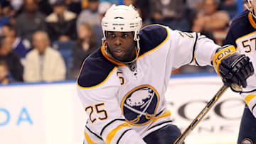 December 18, 2010; Tampa FL, USA; Buffalo Sabres right wing Mike Grier (25) skates during the second period against the Tampa Bay Lightning at St. Pete Times Forum. Mandatory Credit: Kim Klement-Imagn Images