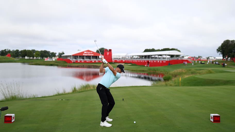 Ben Silverman tees off the 17th hole in Round 1. | Matt Krohn-Imagn Images