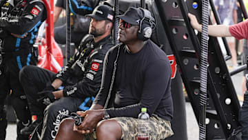 Michael Jordan wore Travis Scott's signature sneakers at Bristol Motor Speedway.