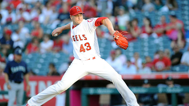 July 10, 2018; Anaheim, CA, USA; Garrett Richards, LA Angels