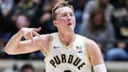 Purdue Boilermakers guard Fletcher Loyer (2) yells in excitement 