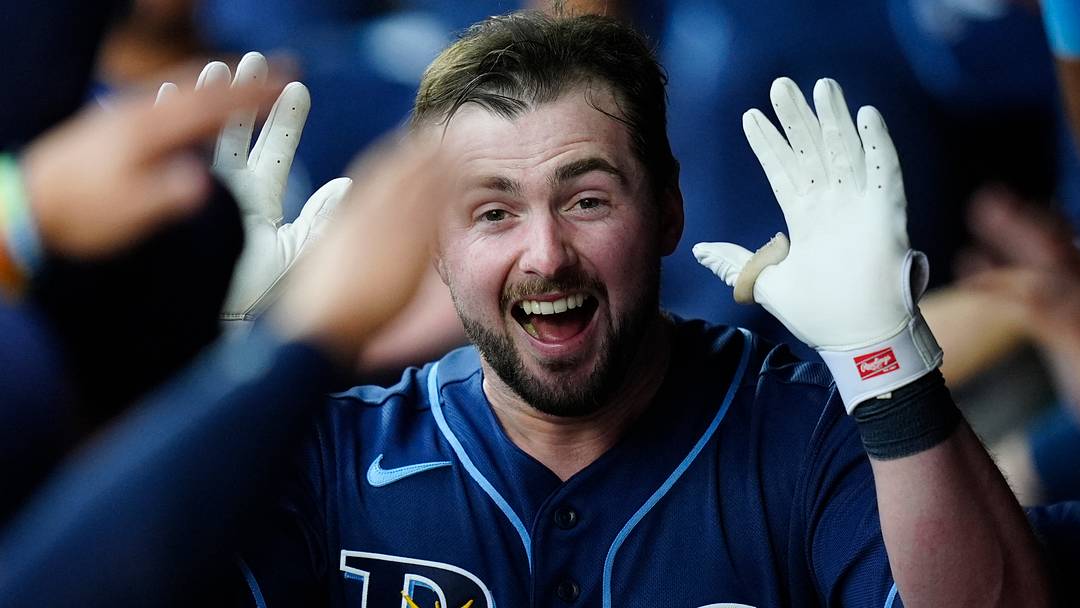 Aug 4, 2026; Denver, Colorado, USA; Tampa Bay Rays catcher Liam Hicks (34) celebrates his grand slam home run in the third inning against the Colorado Rockies at Coors Field. Mandatory Credit: Ron Chenoy-Imagn Images Aug 4, 2026; Denver, Colorado, USA; Tampa Bay Rays catcher Liam Hicks (34) celebrates his grand slam home run in the third inning against the Colorado Rockies at Coors Field. Mandatory Credit: Ron Chenoy-Imagn Images