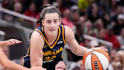 Indiana Fever guard Caitlin Clark (22) rushes up the court Sunday, Sept. 15, 2024, during the game at Gainbridge Fieldhouse in Indianapolis. The Indiana Fever defeated the Dallas Wings, 110-109.