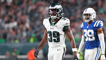 Aug 24, 2023; Philadelphia, Pennsylvania, USA; Philadelphia Eagles cornerback Eli Ricks (39) against the Indianapolis Colts at Lincoln Financial Field. Mandatory Credit: Eric Hartline-Imagn Images