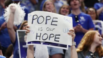 Fans were excited during the announcement for new Kentucky head coach Mark Pope at Rupp Arena in Lexington Ky. on April 14, 2024.