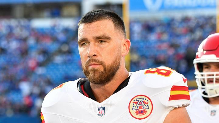 Kansas City Chiefs tight end Travis Kelce (87) walks the sideline