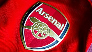 In this photo illustration a English Arsenal team logo sewn...