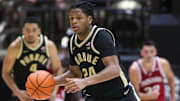 Purdue Boilermakers guard Gicarri Harris (24) drives to the basket 