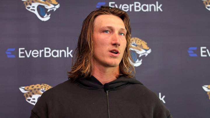 Jacksonville Jaguars quarterback Trevor Lawrence speaks during a press conference at the Miller Electric Center, Monday, April 20, 2026 in Jacksonville, Fla.