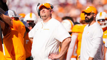 Tennessee coach Josh Heupel during a college football game between Tennessee and Mississippi State at Davis Wade Stadium in Starkville, Miss., on Sept. 27, 2025.