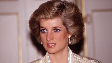 Diana Princess of Wales at a dinner given by President Mitterand at the Elysee Palace in Paris