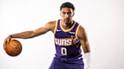 Sep 24, 2025; Phoenix, AZ, USA; Phoenix Suns forward Ryan Dunn (0) poses for portrait during Media Day at PHX Arena. Mandatory Credit: Mark J. Rebilas-Imagn Images