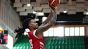 Indiana basketball guard Lamar Wilkerson takes a shot Aug. 11, 2025, at Coliseo Guillermo Angulo in Carolina, Puerto Rico.